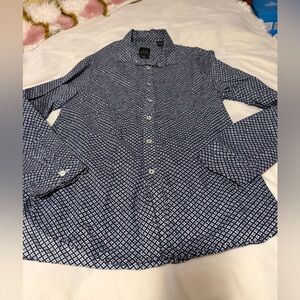 Armani Exchange Navy and White Printed Button-Up Shirt Men’s Medium Regular